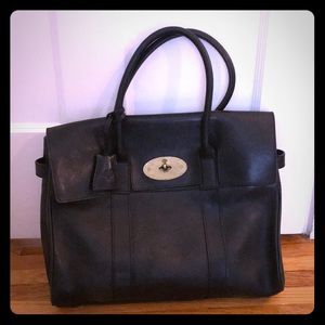Black leather handle bag like Mulberry bayswater